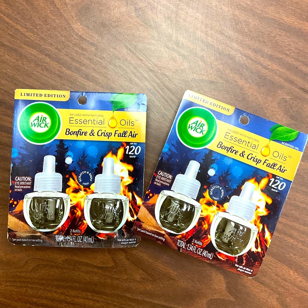 Air Wick Plug In Scented Oil 2 Refills, Bonfire & Crisp Fall Air